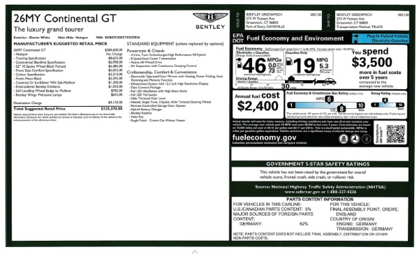 New 2026 Bentley Continental GT for sale $346,155 at Maserati of Greenwich in Greenwich CT 06830 26