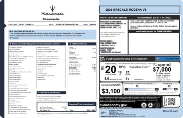 New 2026 Maserati Grecale Modena for sale $98,585 at Maserati of Greenwich in Greenwich CT 06830 26
