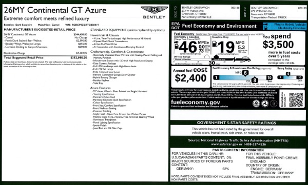 New 2026 Bentley Continental GT Azure for sale $352,090 at Maserati of Greenwich in Greenwich CT 06830 27
